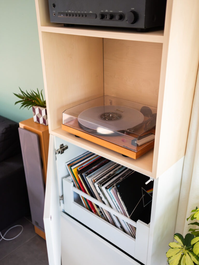 Rangement disques vinyles avec tiroir intégré – Madame Dek
